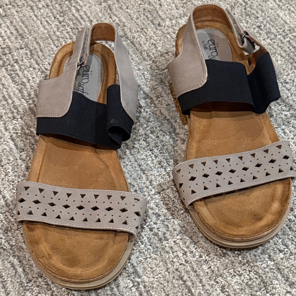 Eurosoft Women's Taupe and Black Sandals